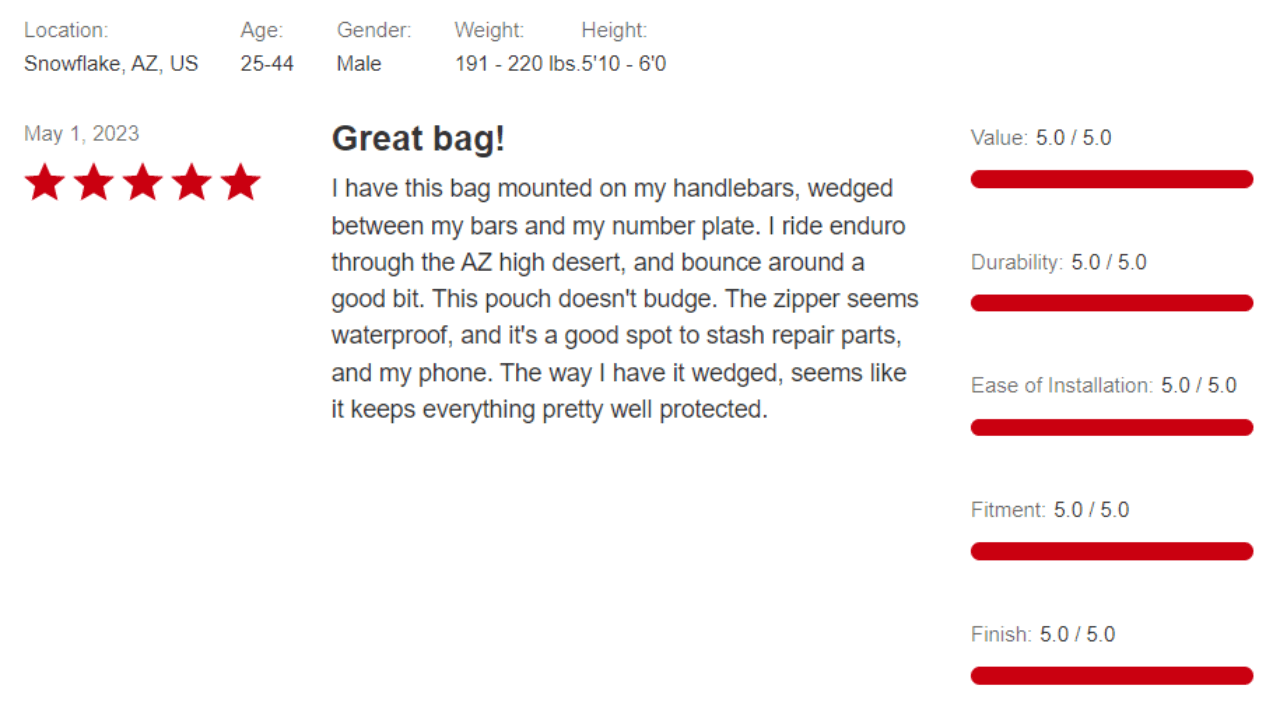 Tusk Handlebar Bag User Review